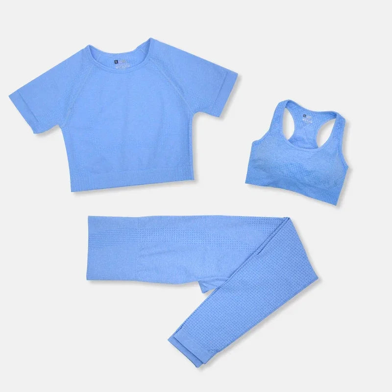 2/3/5PCS Seamless Women Yoga Set Workout Sportswear Gym Clothing Fitness Long Sleeve Crop Top High Waist Leggings Sports Suits